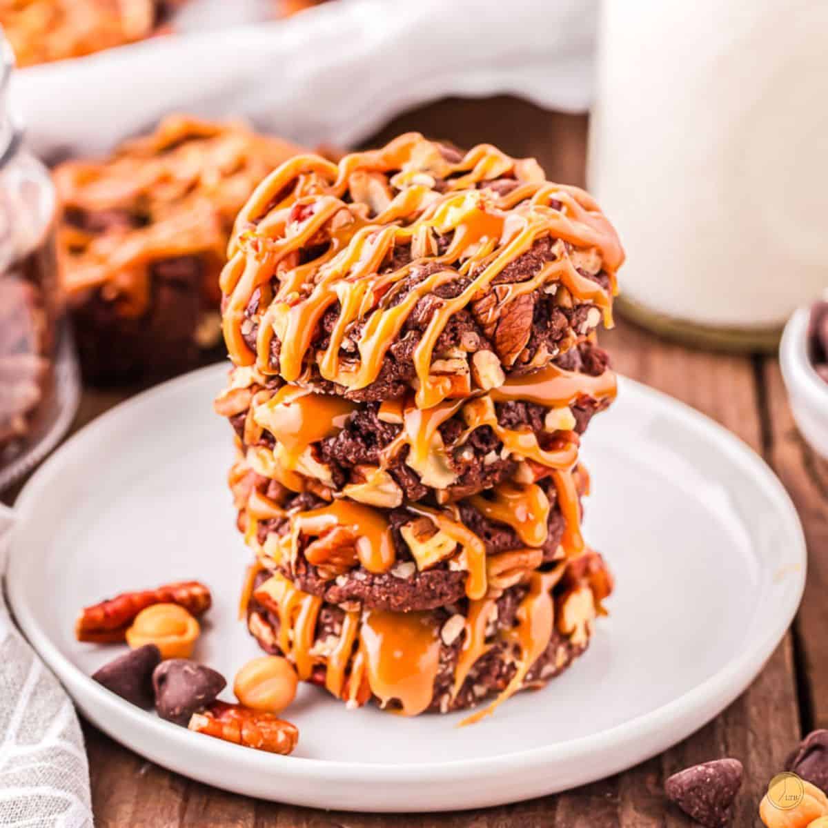 stack of turtle cookies on a plate