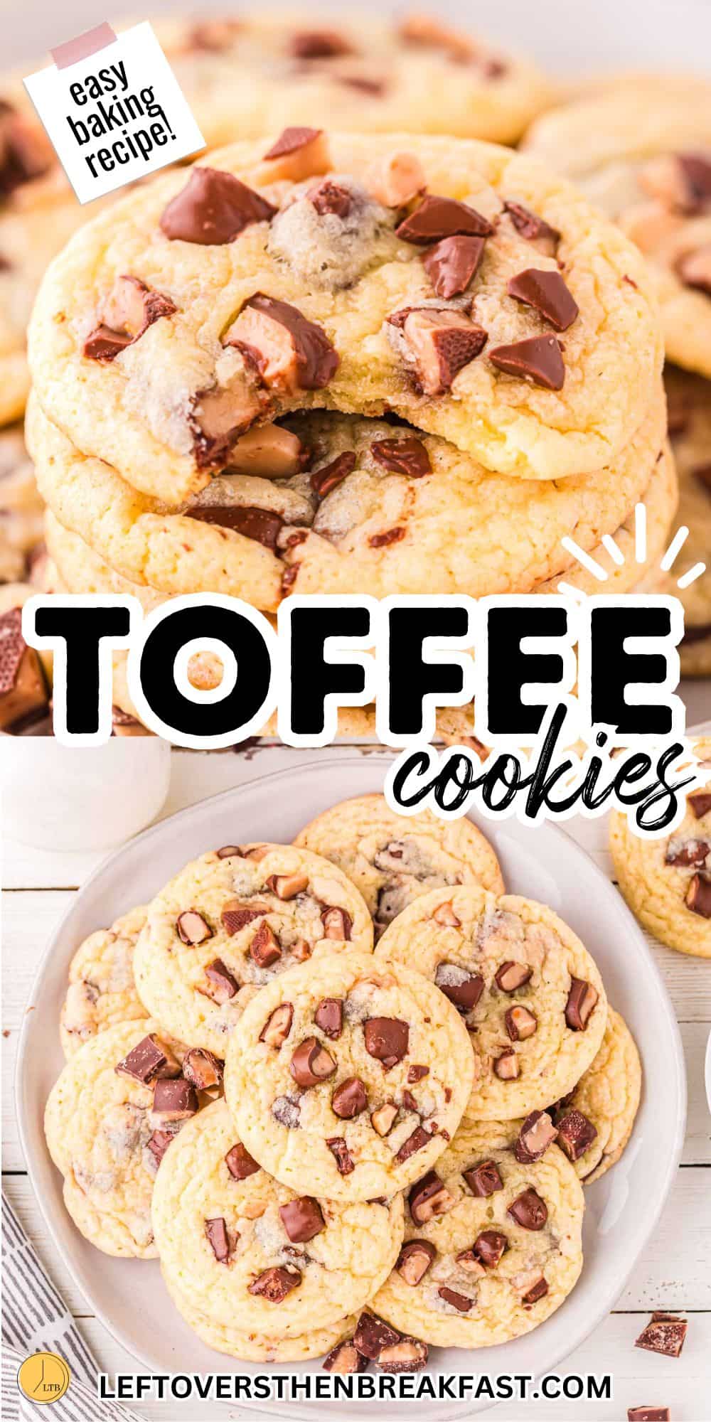 pinterest pin image for toffee cookies