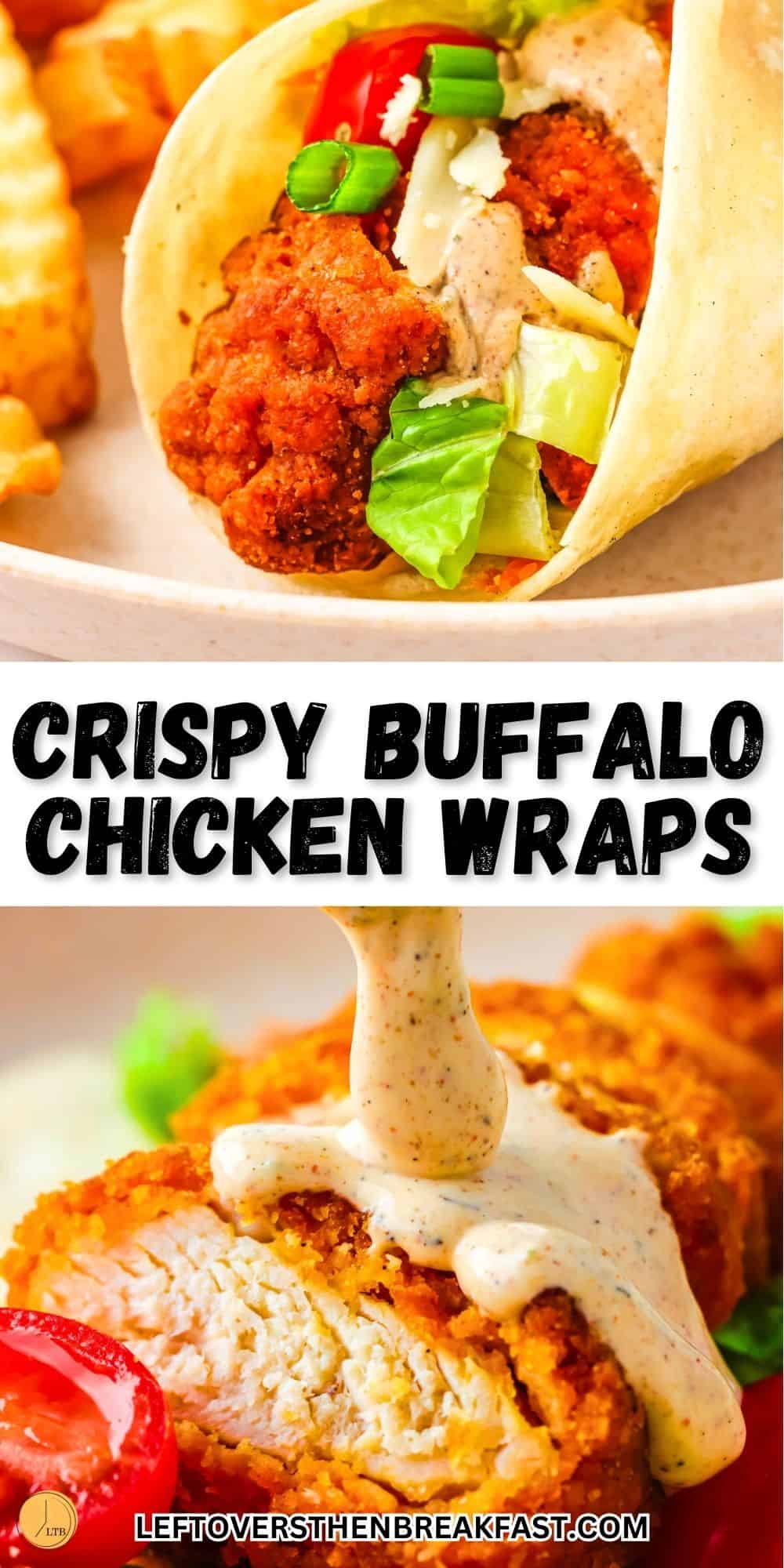 pinterest pin image for buffalo chicken wraps