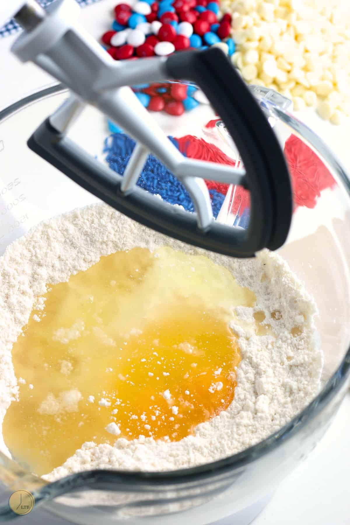 powdered cake mix with oil and eggs in it