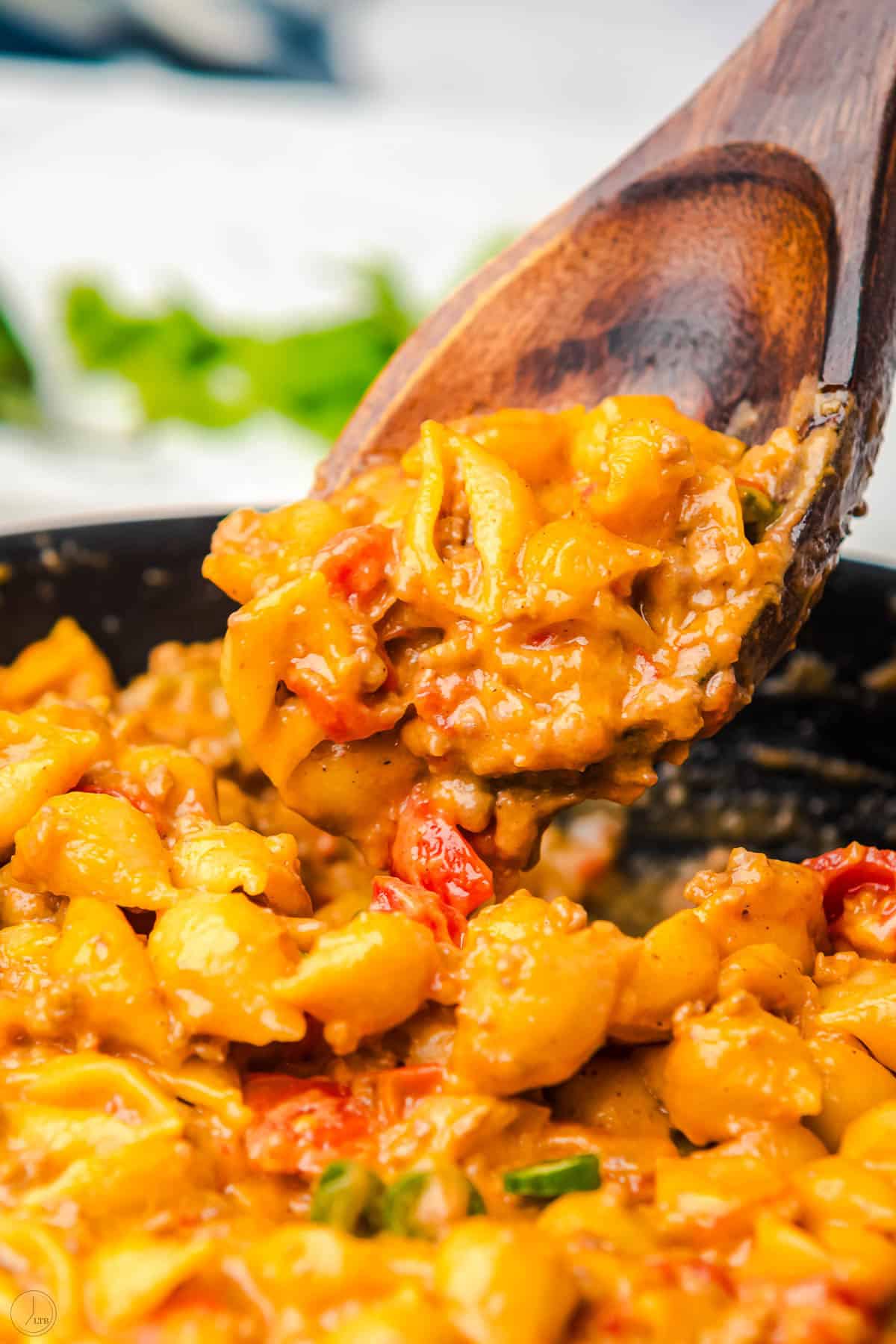 scoop of Velveeta taco mac and cheese